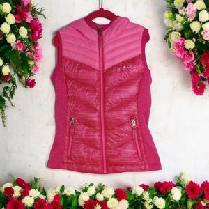 FREE COUNTRY GIRL'S XS 5-6 PINK PUFFER VEST WITH HOOD DOWN FULL ZIP VGC